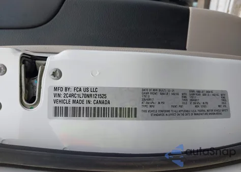 2022 Chrysler Pacifica Hybrid Touring L z USA, uszkodzony, nr VIN 2C4RC1L70NR121525